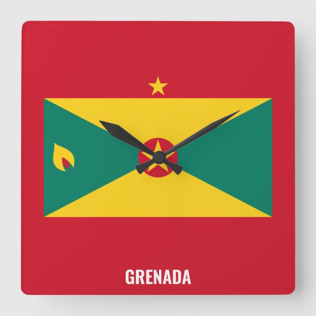 Grenada Flag Dazzling Patriotic Square Wall Clock (Front)