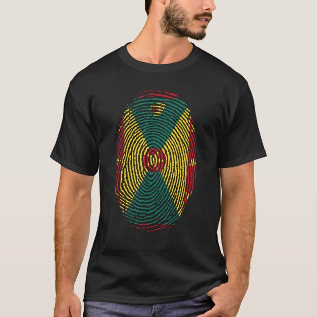 Grenada Flag Dna Fingerprint Men Women Kids T-Shirt (Front)