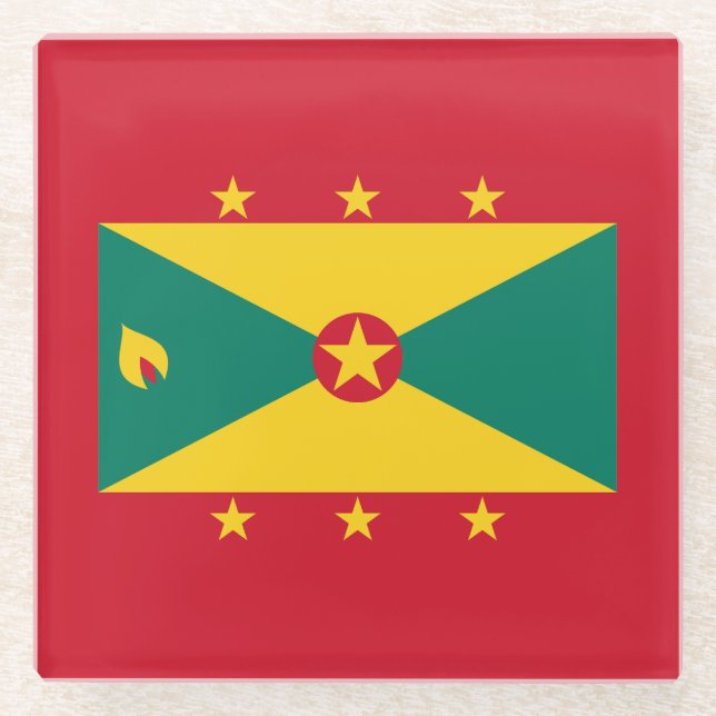 Grenada Flag Glass Coaster (Front)