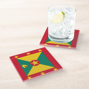 Grenada flag glass coaster
