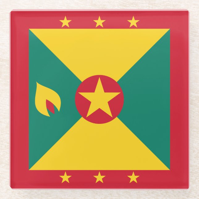 Grenada Flag Glass Coaster (Front)