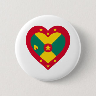 Grenada Flag Heart 6 Cm Round Badge