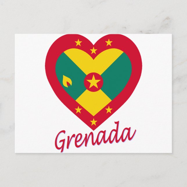 Grenada Flag Heart Postcard (Front)