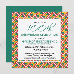 GRENADA FLAG MAP Customised Anniversary Event Invitation