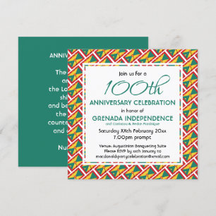 GRENADA FLAG MAP Customised Anniversary Event Invitation