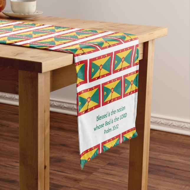 GRENADA Flag Map Customised Scripture Short Table Runner (In Situ)