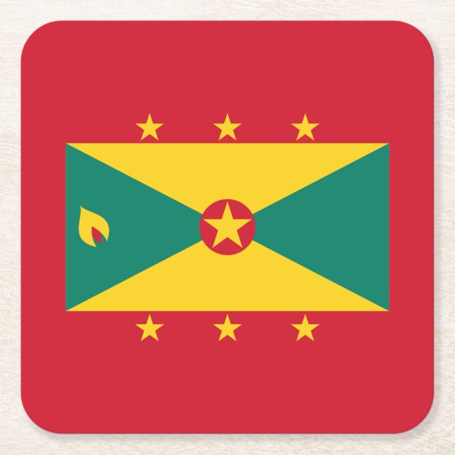 Grenada Flag Square Paper Coaster (Front)