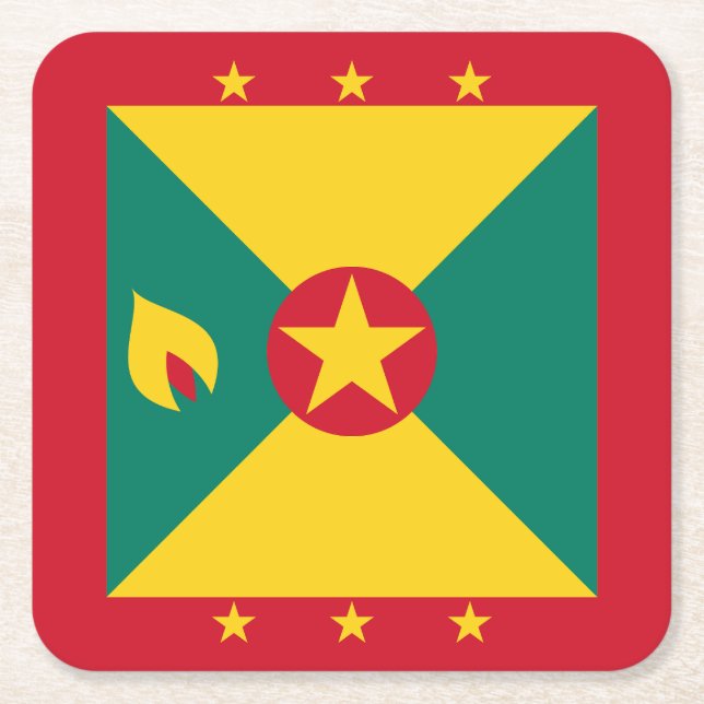 Grenada Flag Square Paper Coaster (Front)