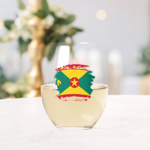 Grenada flag stemless wine glass