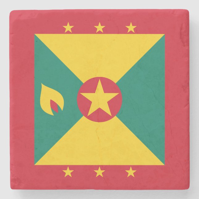 Grenada Flag Stone Coaster (Front)