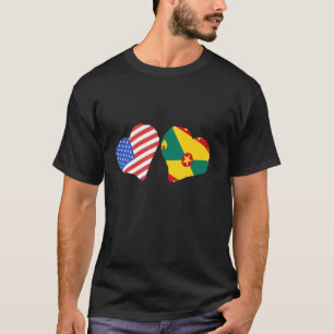 Grenada Flag USA Heart Grenadian Pride Grenadian R T-Shirt