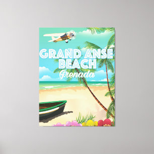 Grenada Grand Anse Beach Travel Poster Canvas Print
