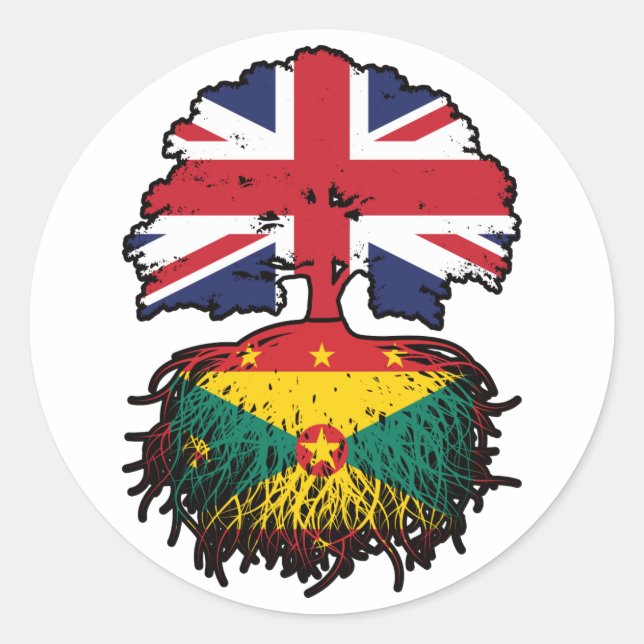 Grenada Grenadian British UK Tree Roots Flag Classic Round Sticker (Front)