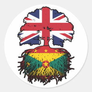 Grenada Grenadian British UK Tree Roots Flag Classic Round Sticker
