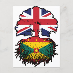 Grenada Grenadian British UK Tree Roots Flag Postcard
