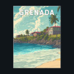 Grenada Illustration Travel Art Vintage Postcard<br><div class="desc">Grenada retro vector travel design. Grenada,  known as the Spice Island of the Caribbean,  enchants visitors with its white-sand beaches,  lush rainforests,  and rich cultural heritage.</div>