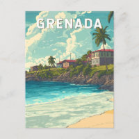 Grenada Illustration Travel Art Vintage