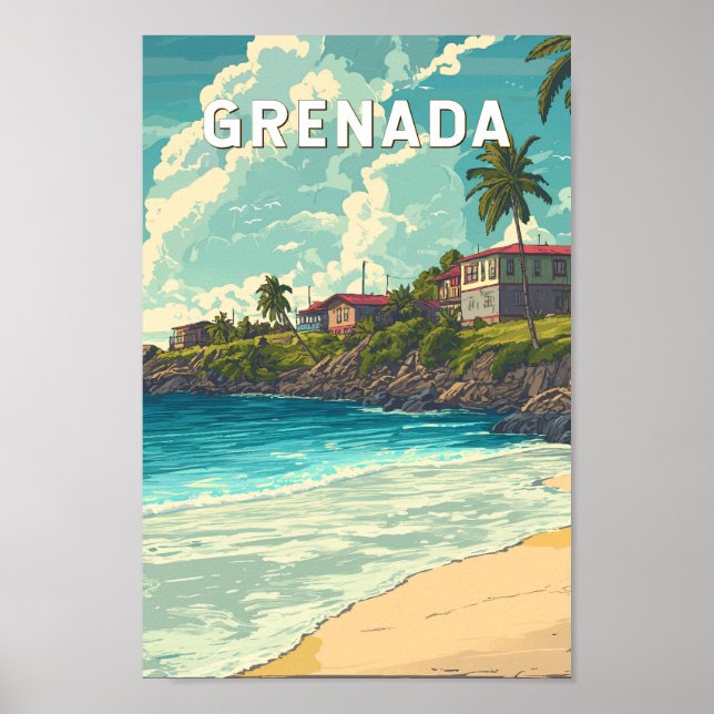 Grenada Illustration Travel Art Vintage Poster (Front)