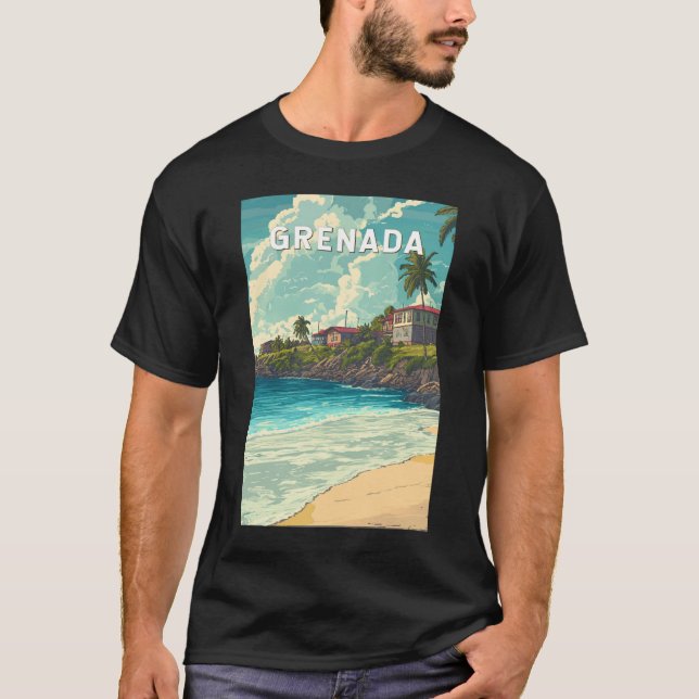 Grenada Illustration Travel Art Vintage T-Shirt (Front)