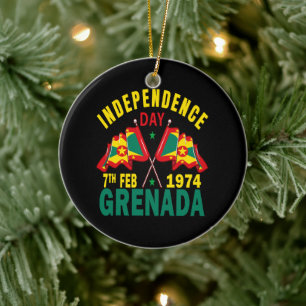 Grenada Independence Day Ceramic Tree Decoration