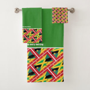 GRENADA JAMAICA FLAG Customised Scripture GREEN Bath Towel Set