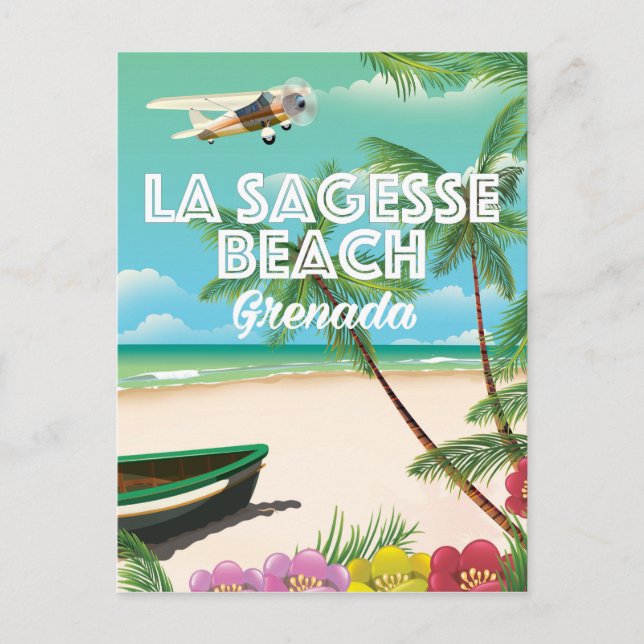 Grenada La Sagesse Travel Poster Postcard (Front)