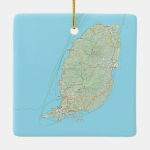 Grenada Map Christmas Ceramic Ornament