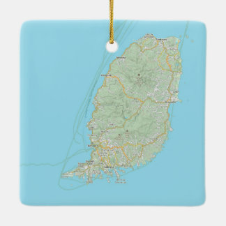 Grenada Map Christmas Ceramic Ornament