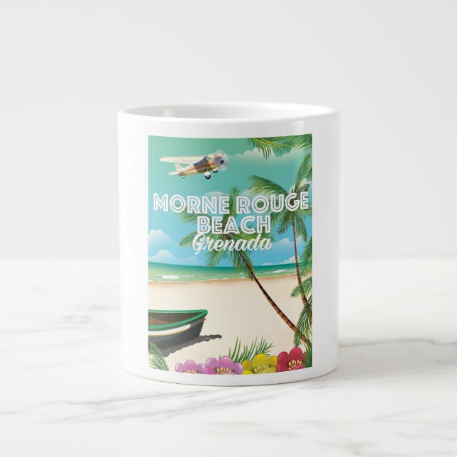 Grenada Morne Rouge Beach Travel Poster Large Coffee Mug (Front)