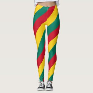Grenada National Flag Colours Diagonal Striped Leggings