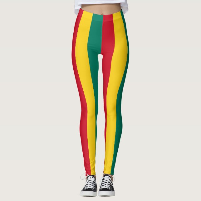 Grenada National Flag Colours Vertical Striped Leggings (Front)