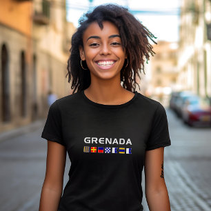 Grenada Nautical Maritime Sailing Flags Dark Colou T-Shirt