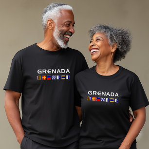 Grenada Nautical Maritime Sailing Flags Dark Colou T-Shirt