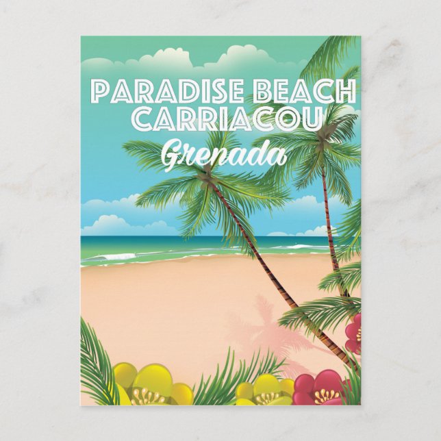 Grenada paradise beach carriacou Travel Poster Postcard (Front)