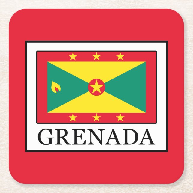 Grenada Square Paper Coaster (Front)