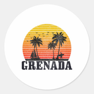Grenada Surfer Vintage Caribbean Souvenir Classic Round Sticker