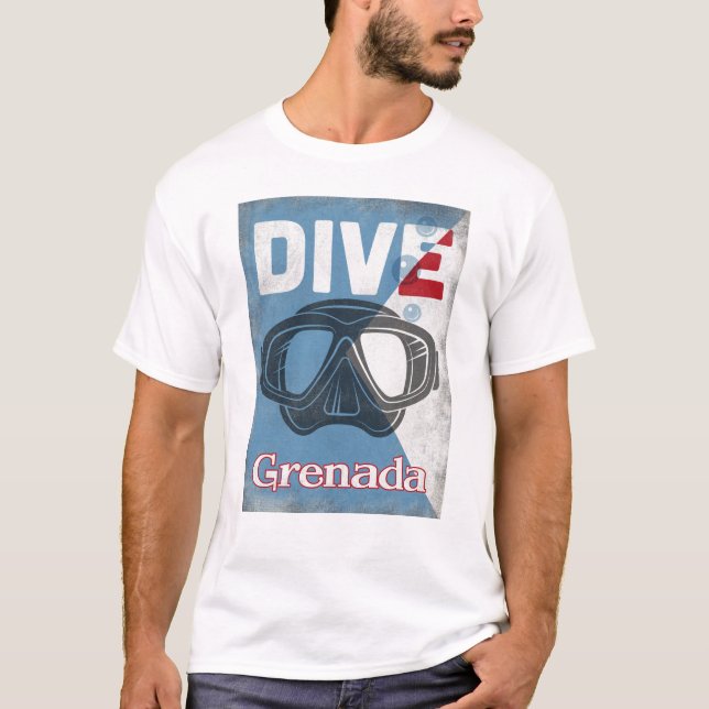 Grenada Vintage Scuba Diving Mask T-Shirt (Front)