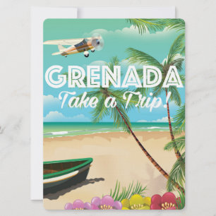 Grenada Vintage Vacation Travel Poster Invitation
