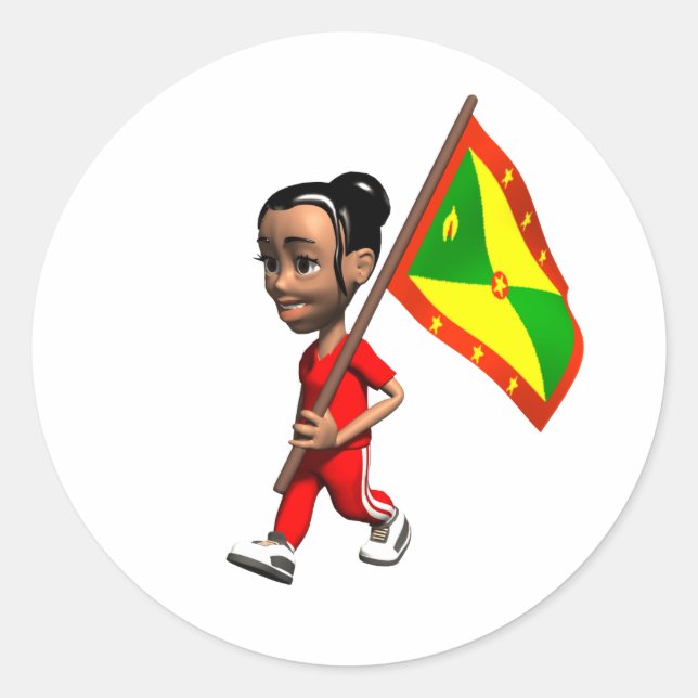 Grenadian Girl Classic Round Sticker (Front)