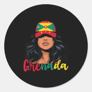 Grenadian Girl Grenada Flag Proud Grenadian Women  Classic Round Sticker