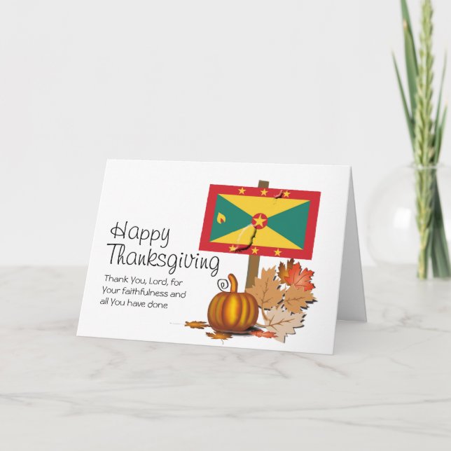 GRENADIAN THANKSGIVING with | Flag of Grenada Holiday Card (Front)