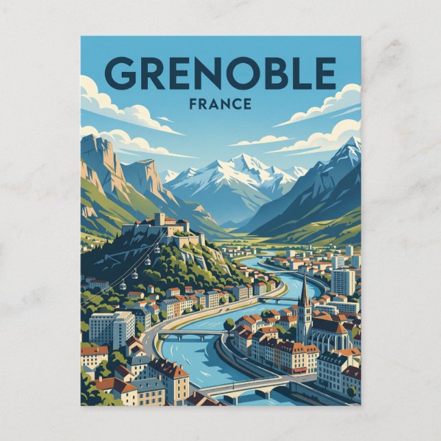 Grenoble France Postcard (Front)