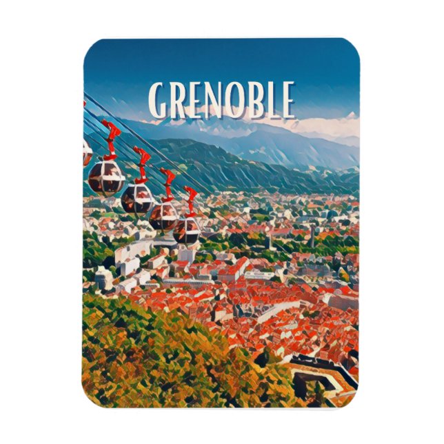 Grenoble Photo Vintage  Magnet (Vertical)