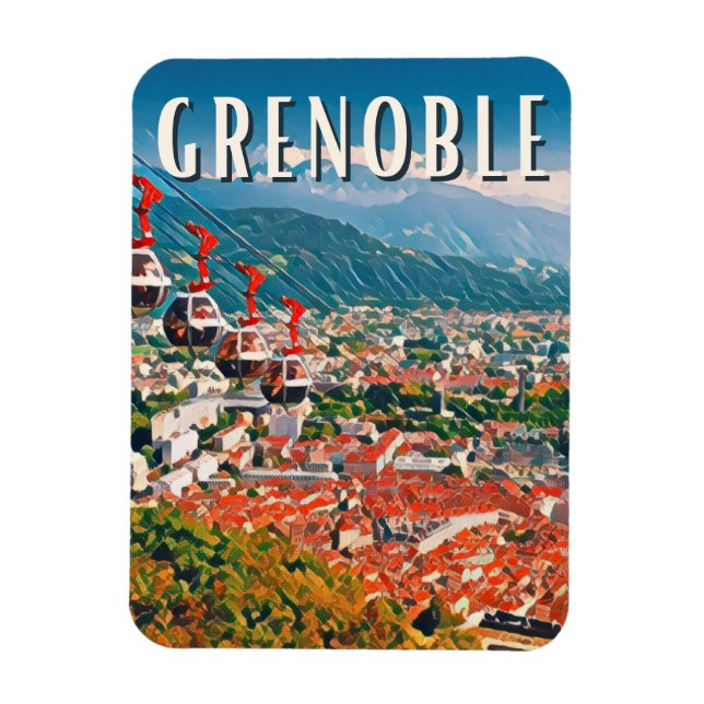 Grenoble Photo Vintage  Magnet (Vertical)