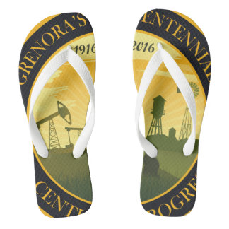Grenora Centennial Official logo Flip Flops