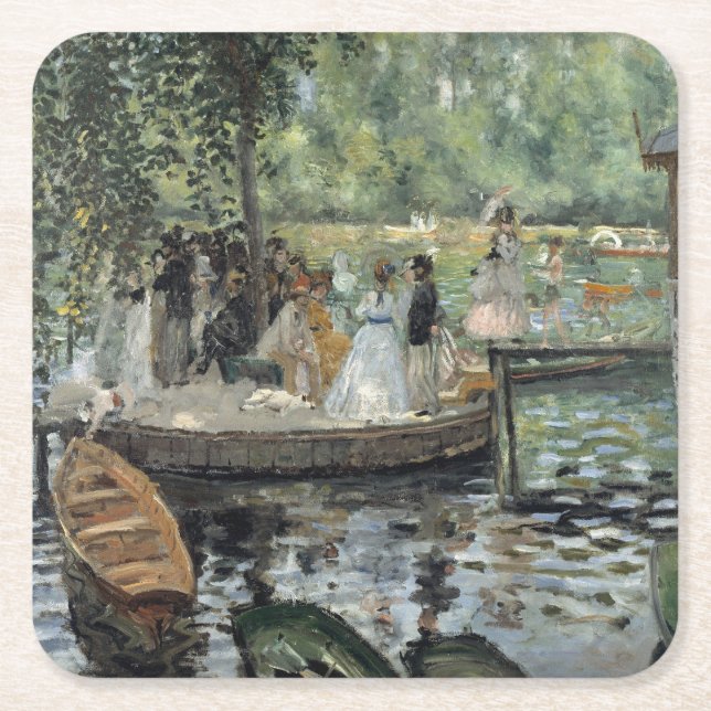 Grenouillere Renoir Impressionist Painting Art Square Paper Coaster (Front)