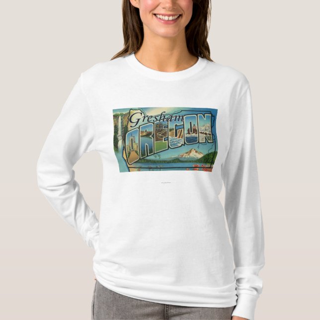 Gresham, Oregon - Large Letter Scenes T-Shirt (Front)