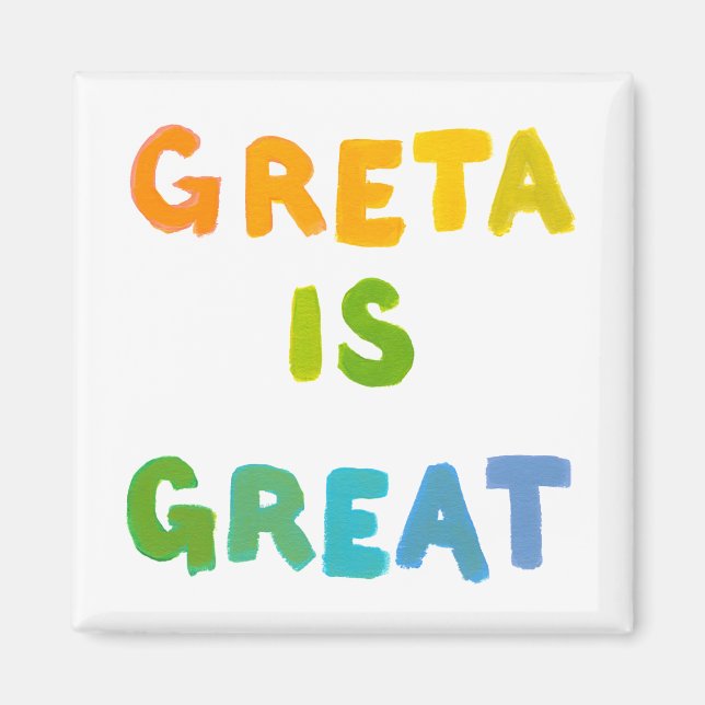 Greta is Great fun colourful name gifts happy art Magnet (Front)