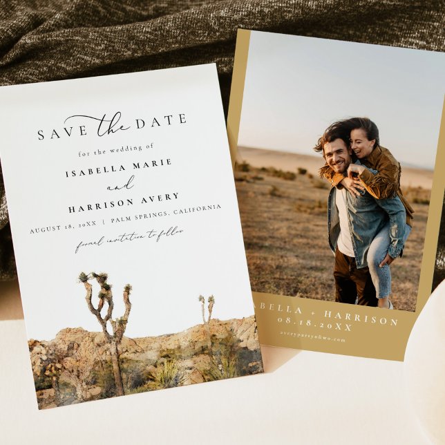 GRETA Watercolor Joshua Tree Photo Save the Date Invitation (Creator Uploaded)