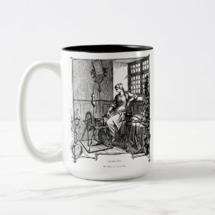 Gretchen at her Spinning Wheel Alone 1850 Two-Tone Coffee Mug